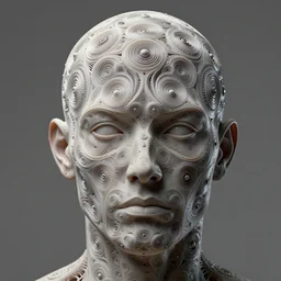 High detailed human portrait of Mandelbulb pattern. by Giger.