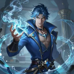 beautiful male sorcerer with water and smoke magic, attarctive pretty face, anime key visual, highly detailed, sharp focus, concept art, league of legends, style by shumolly and monable and artgerm and greg rutkowski and jo chen and pilyeon and ruan jia