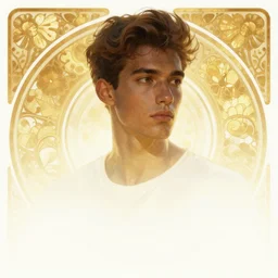 full figure dark skin young man, luminous scene, by greg rutkowski and alphonse mucha, gradient white to gold, highly detailed portrait, digital painting, artstation, concept art, smooth, sharp focus illustration, artstation hq