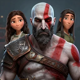 cartoon portrait of stephen hawking as kratos from god of war, maya, pixar, unreal engine, artstation, highly detailed illustration, masterpiece, epic, ilvya kuvshinov, rossdraws, matte painting