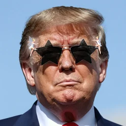 portrait of donald trump sunglasses stars in the sky ( fairies ) detailed face enchanted psychedelic vector art illustration gears of war cell shaded illustration gta 5 artwork of donald trump, in the style of gta 5 loading screen, by stephen bliss by hieronymus bosch and frank frazetta