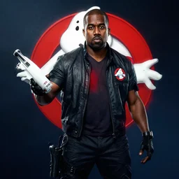 kanye west as a ghostbuster in gears of war battlefield 5, splash art, movie still, cinematic lighting, dramatic, octane render, long lens, shallow depth of field, bokeh, anamorphic lens flare, 8 k, hyper detailed, 3 5 mm film grain