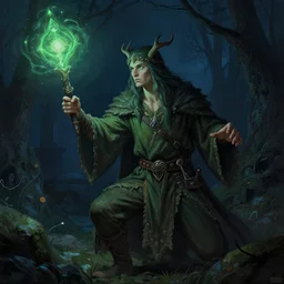 a druid casting a spell in the dark of night, surreal matte painting, deviantart artstation, detailed portrait, rendered in octane, by peter mohrbacher, by greg rutkowski