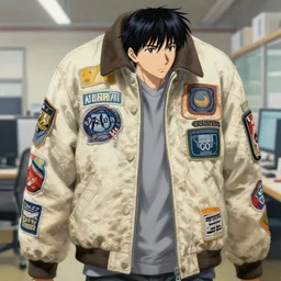 gori fujita ilustration a game development studio, one cotton jacket and its copy made of patches painting by goro fujita, sharp focus, highly detailed, artstation