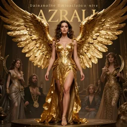 nathalie emmanuel as azrael wings made of gold wearing angelic sandals, cover page very intricate | cinematic lighting | award - winning | closeup portrait | by donato giancola and mandy jurgens and charlie bowater | featured on artstation