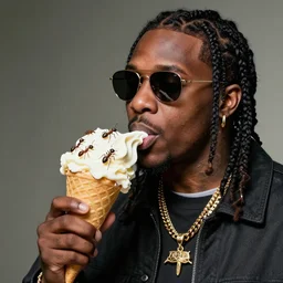 by the rapper lord goldy. the artwork is of an ant eating an ice cream cone covered in ants