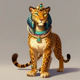 fullbody beautiful detailed character design of a feral leopard wearing egyptian necklace, egyptian jewelry. deviantart leopard adoptable, character concept artwork professional, portrait studio lighting by artgerm, jessica rossier in the style of disney, zootopia, the lion king, artstation deviantart