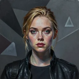 Elle Fanning in Metal Gear Solid picture by Sachin Teng, asymmetrical, dark vibes, Realistic Painting , Organic painting, Matte Painting, geometric shapes, hard edges, graffiti, street art:2 by Sachin Teng:4