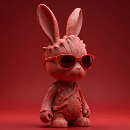 rabbit groot as marble statue, red sunglasses, in red background, soft red texture, red realistic 3 d render, soft red lights, 4 k, high detailed photography red, 5 0 mm lens, rich red colors, smooth gradients, depth of field, cinematic, hyper realism, high detail, octane render, saturated red, 8 k, very red colors