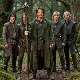 medieval fantasy half length d & d portrait photo of tom cruise as a d & d woodland druid with a staff, photo by philip - daniel ducasse and yasuhiro wakabayashi and jody rogac and roger deakins