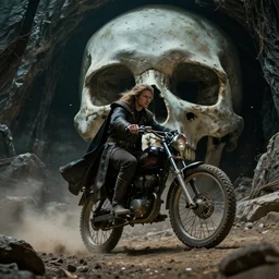 epic fantasy movie of the phantom riding to his skull cave, cinematic