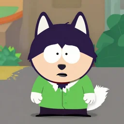 husky in the style of south park