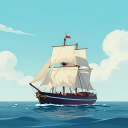 A lonely ship at sea, magic summer, trending on artstation, 50mm, by Noah Bradley