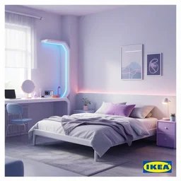IKEA catalogue photo, cyberpunk teenager bedroom, by Beksiński