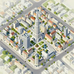 nantes, france, isometric landscape painting by vincent callebaut