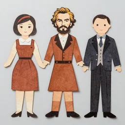a 3 x 3 gets of a paper doll cut out and dress up from the 1 9 7 0's featuring lenin.
