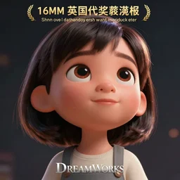 a painting of cute Asian girl, short hair, in the style of DreamWorks animation, low angle view, 16mm lens, award winning, hyper detailed, dramatic lighting, artstation, octane renderer, unreal engine