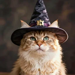 cat with fantasy wizard hat
