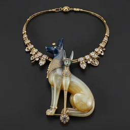 artnouveau necklace of sekhmet and bastet by René lalique