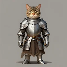 cat wearing medieval suit of armor, illustration, concept art, art by wlop