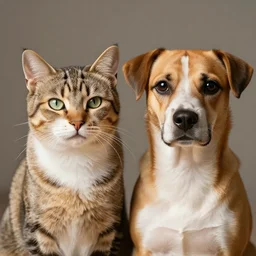 an animal that has two heads, one of a cat and one of a dog