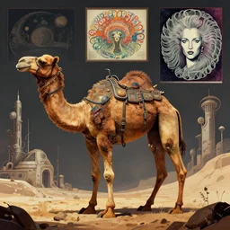 Cyborg Camel,  industrial sci-fi, by Mandy Jurgens and Warhol, Ernst Haeckel, James Jean, artstation, concept art