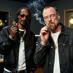 walter white smoking weed with snoop dogg in the studio, walter white, snoop dogg, smoking weed, studio