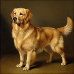 renaissance painting of a golden retriever, by leonardo da vinci