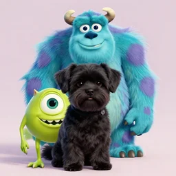 Black shihpoo as a monster in Monsters Inc.