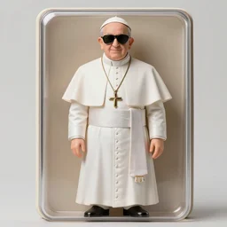 an action figure of the pope with sun glasses