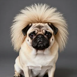 pug with the world's largest pompadour on its head