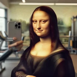 female influencer face in gym instagram mona lisa face selfie photo staring at camera with curly hair in gym photo # gym # photography # beauty