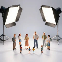 photo still of numerous miniature family 8 k, studio lighting bright ambient lighting key light, 8 5 mm f 1. 8