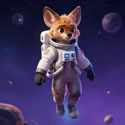 full body digital artwork of furry female hyena, in style of zootopia, fursona, furry, furaffinity, deviantart, wearing astronaut outfit, floating in space, cyberpunk, detailed face, style of artgerm,