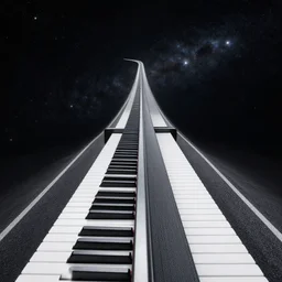 endless road that looks like a piano in space, digital art