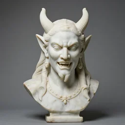 marble bust of a demon