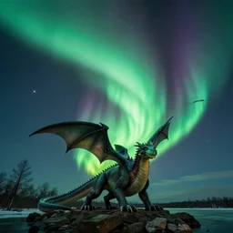 dragon aurora borealis, photorealistic, national geographic photography, 8 k