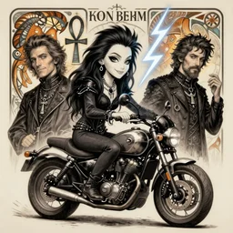 wyona rider as death from sandman, gentle smile, by cedric peyravernay, by lecouffe deharme, alphonse mucha and maciej kuciara, goth chic, ankh, soft lightning, eyeliner, punk rock, high detailed, 8 k