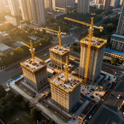 golden construction site, birds eye view
