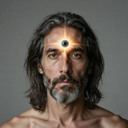 a man with his third eye opening by alex grey
