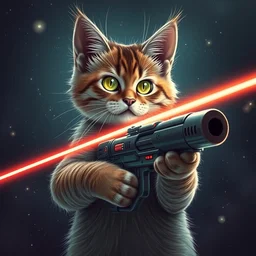 space cat with laser gun, scifi