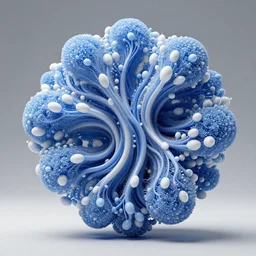 fine art photograph abstract sculpture, octane, unreal engine, highly detailed, by kelbv, tubes, veins, pumped full with blue and white ellipsoids, 3 d fractrals, perfect studio lighting