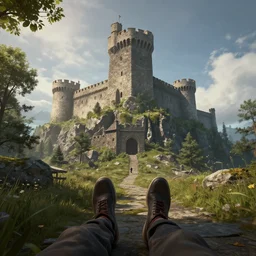 Сastle on the rock, first person POV, Unreal Engine, Greg Rutkowski, ArtStation №13