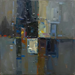 impressionistic abstract composition, very thick and wet oil paint, 8 k, cinematic light, shadows, reflection highlights in the paint, in the style of joseph lee,