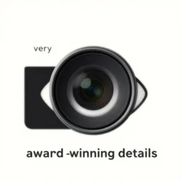 “ very minimalistic graphic design involving a camera lens as a human eye, award - winning details ”