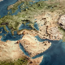 a stunning 3 d map of an extraterrestrial territory with 3 d landmarks, award winning behance digital art, earth tones, geometric lines