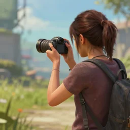 max taking a picture, style game square enix life is strange remake, trending on artstation, painted by greg rutkowski, render with game the last of us parte ii details