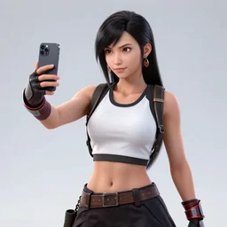 Tifa Lockhart posing for selfie, 4k render