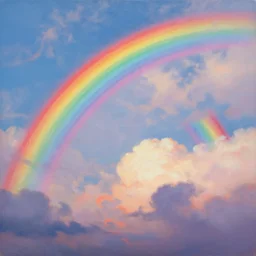 beautiful rainbow clouds, oil painting, concept art, trending on artstation, octane render, 8k, detailed