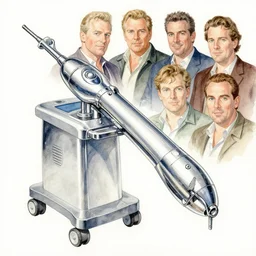 watercolor chrome medical horripilation machine by richard corben, boris vallejo, bernie wrightson, ian miller, boris vallejo, & albrecht durer, fine art masterpiece baked at 3 0 0 f, matte painting, backlit dystopian lighting, photorealistic render, cinematic,